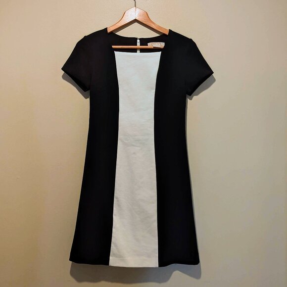 Vintage 80s Michael Kors Black & Cream Colorblock Sheath Mini Dress – Size XS - Picture 2 of 11
